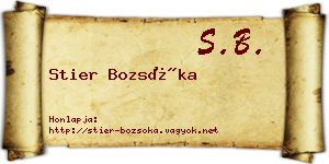 Stier Bozsóka névjegykártya